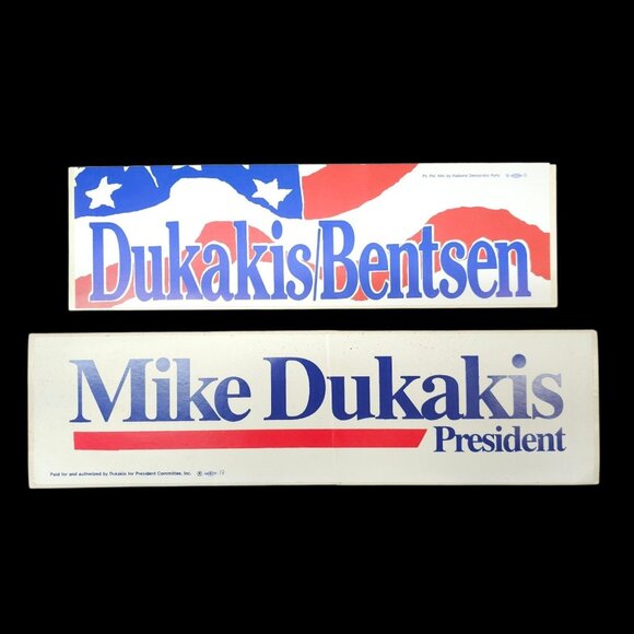 Mike Dukakis President 1988 Presidential Campaign Bentsen Sticker Lot Of 2 NOS - Picture 1 of 6